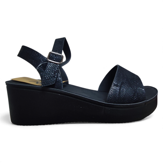 Sandalia Mujer Plataforma Negra Hebilla New Walk - Imagen 2