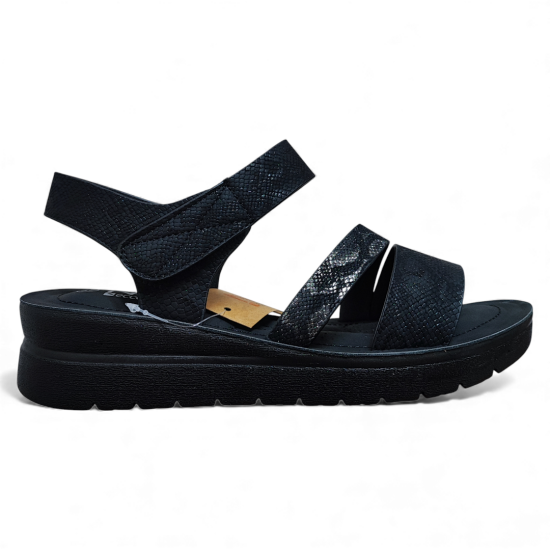 Sandalia Mujer Ecoflex Confort Negra Tiras Cruzadas New Walk - Imagen 3