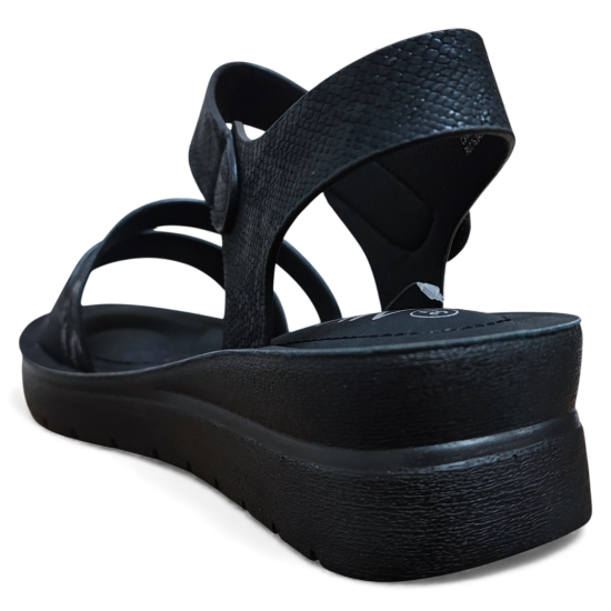 Sandalia Mujer Ecoflex Confort Negra Tiras Cruzadas New Walk - Imagen 4