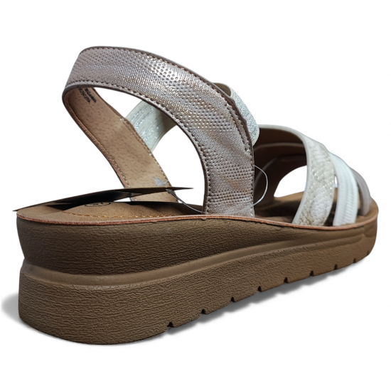 Sandalia Mujer Plataforma Beige Elástica New Walk - Imagen 4