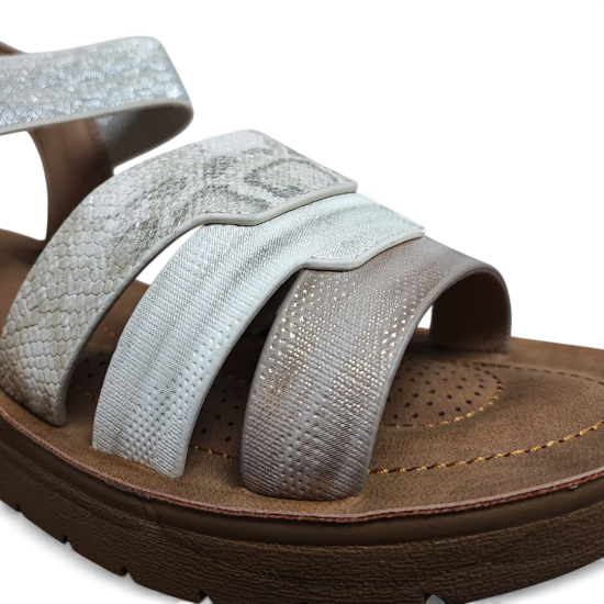 Sandalia Mujer Plataforma Beige Elástica New Walk - Imagen 6