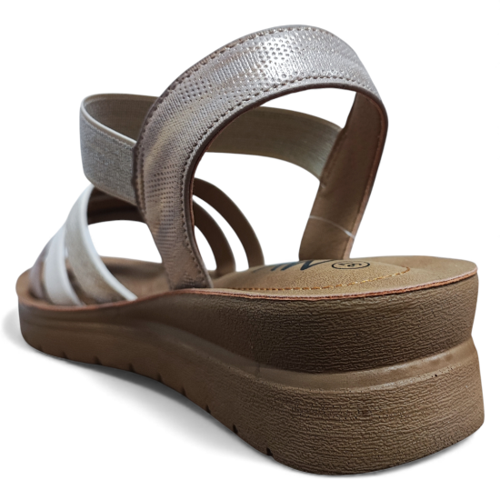 Sandalia Mujer Plataforma Beige Elástica New Walk - Imagen 7