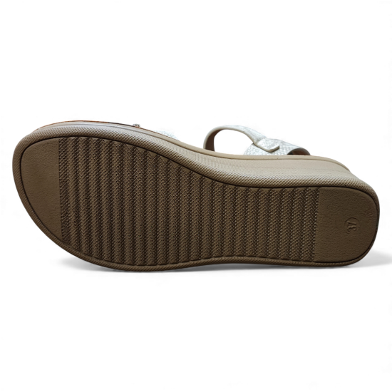 Sandalia Mujer Plataforma Beige Brillante New Walk - Imagen 3