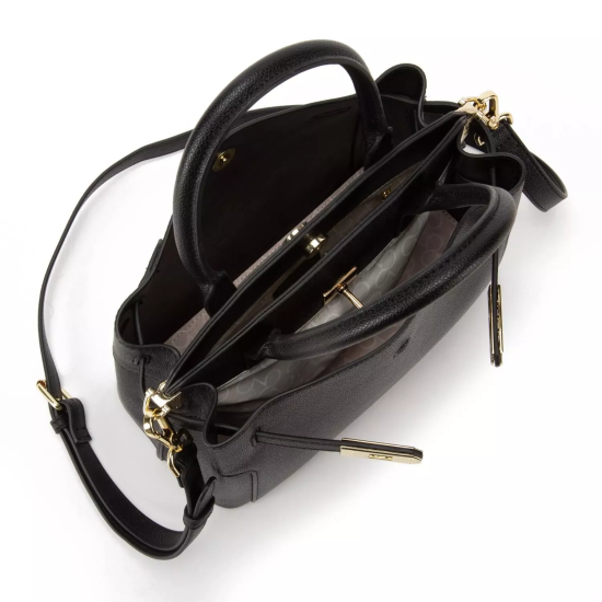 Cartera Dos Asas Pequeña Graneado Negro Gacel - Imagen 6