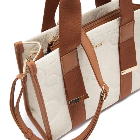 Cartera Mujer Dos Asas Mediana Off White Gacel - Imagen 4