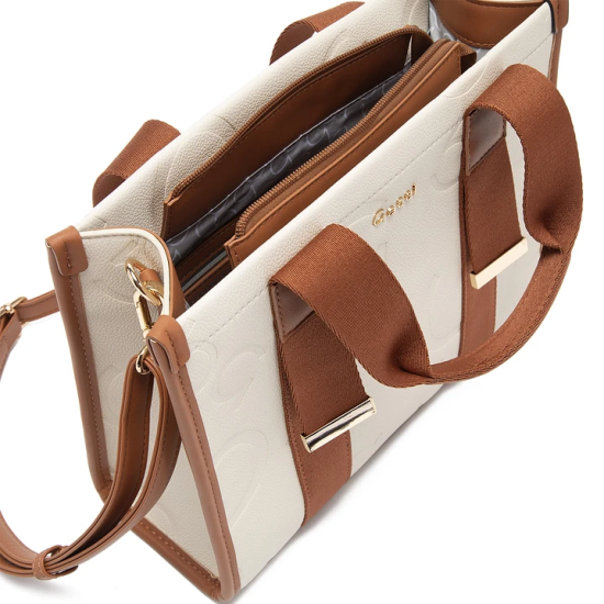 Cartera Mujer Dos Asas Mediana Off White Gacel - Imagen 5