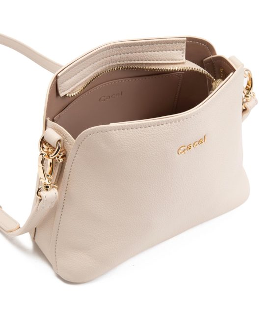 Cartera Bandolera Grande Blanco Graneado Gacel - Imagen 4