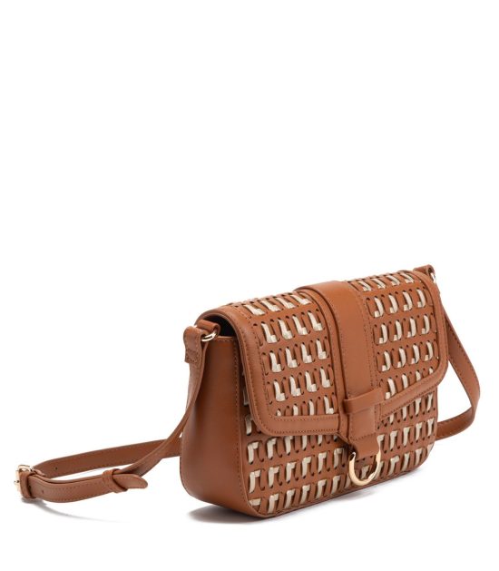 Cartera Bandolera Pequeña Café Rafia Gacel - Imagen 3