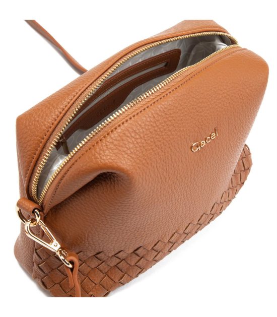 Cartera Bandolera Grande Café Trenzado Gacel - Imagen 3