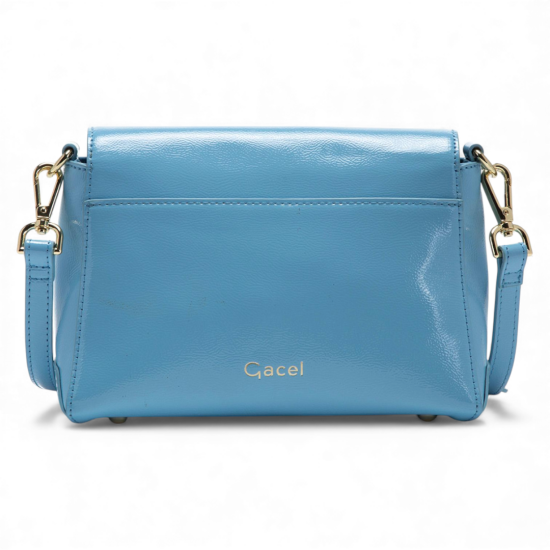 Cartera Bandolera Pequeña Celeste Charol Gacel - Imagen 5