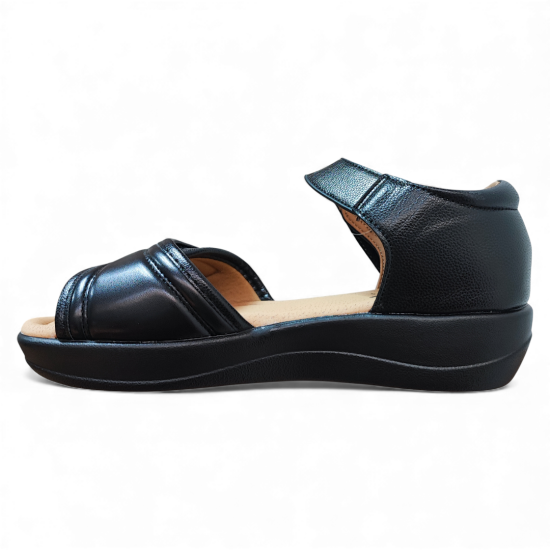 Sandalia Mujer Negra Verona Confort New Walk - Imagen 2