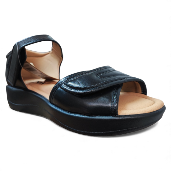 Sandalia Mujer Negra Verona Confort New Walk - Imagen 3