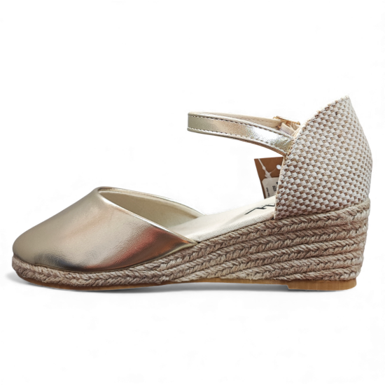 Sandalia Mujer Dorada Amalfi Cuña New Walk - Imagen 3