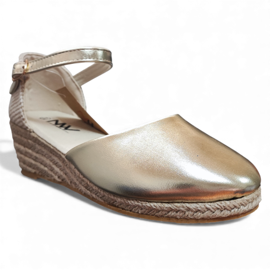 Sandalia Mujer Dorada Amalfi Cuña New Walk - Imagen 4