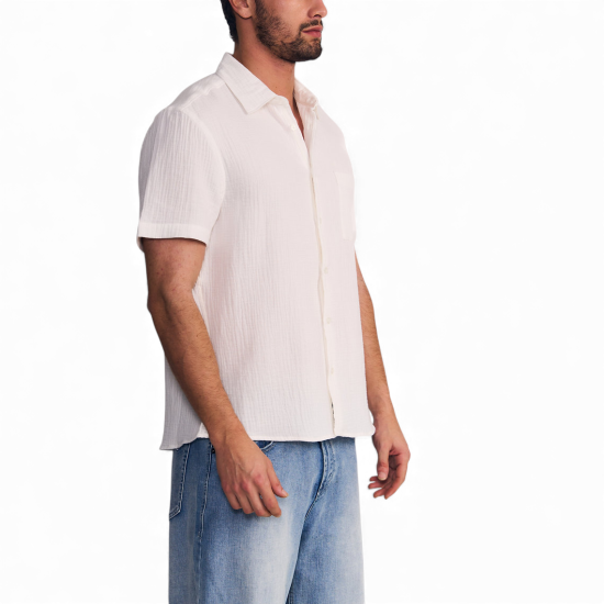 Camisa Hombre Manga Corta Blanco Double Crease Ellus - Imagen 2