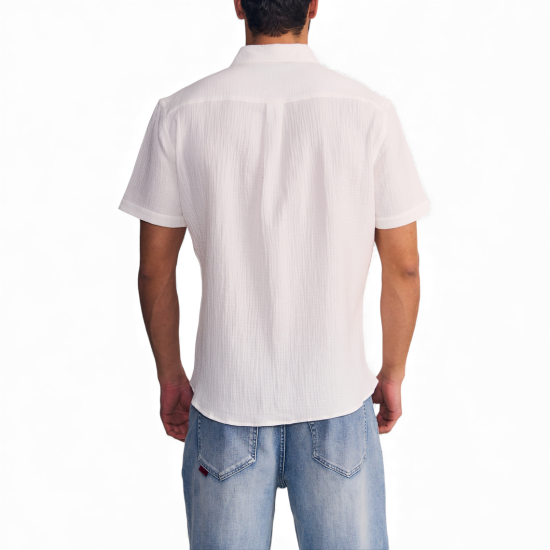 Camisa Hombre Manga Corta Blanco Double Crease Ellus - Imagen 3