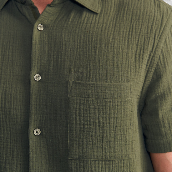 Camisa Hombre Manga Corta Verde Double Crease Ellus - Imagen 4