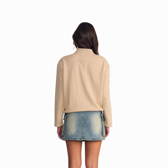 Poleron Mujer Bomber Full Zipper Terry Ellus - Imagen 2