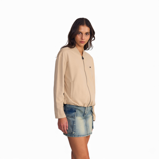 Poleron Mujer Bomber Full Zipper Terry Ellus - Imagen 3