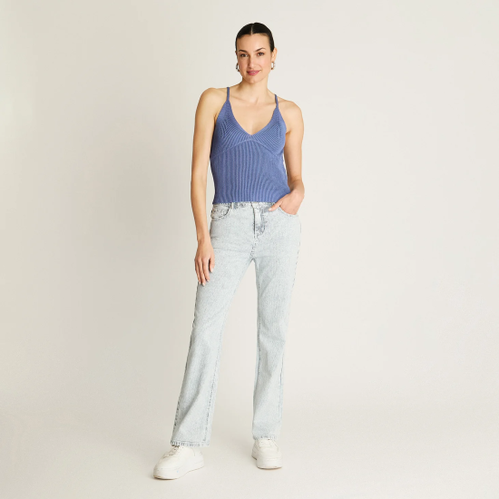 Polera Azul Breteles finos Acuarela - Imagen 4