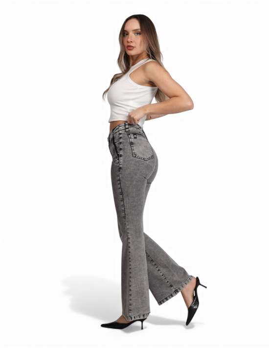Jeans Mujer Flare 4011 Gris Mohicano - Imagen 4