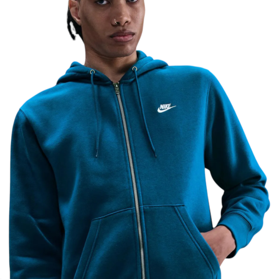Poleron Club Sweatshirt Fleece with Hood Petrol Blue Nike - Imagen 3