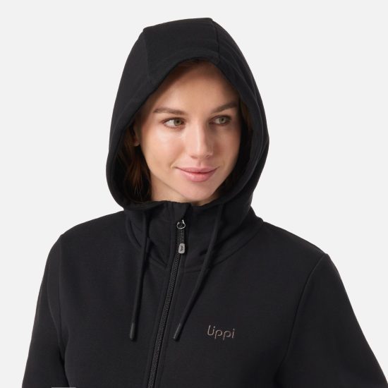 Poleron Mujer Ulmo Full Zip Hoody Sweatshirt Negro Lippi - Imagen 3