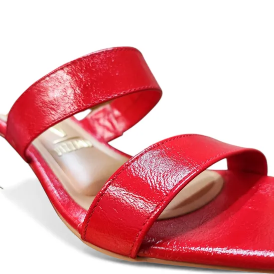 Sandalia Mujer Taco Eco Cuero Rojo Rubí Vizzano - Imagen 6
