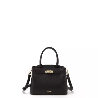 Cartera Dos Asas Pequeña Graneado Negro Gacel