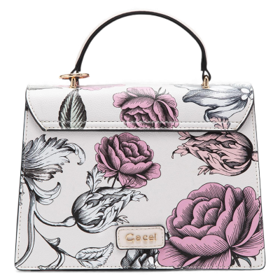 Cartera Mujer Retro con Tapa Grande Estampada Rosada Gacel