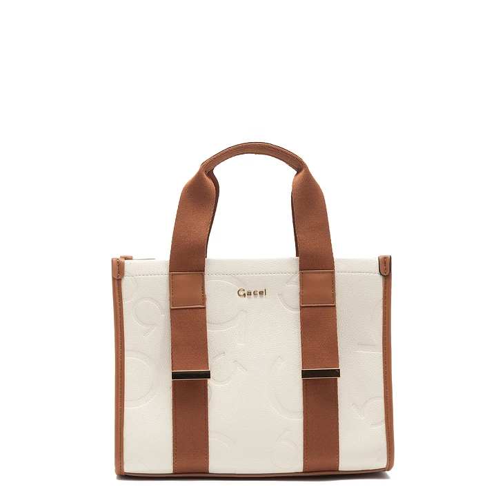 Cartera Mujer Dos Asas Mediana Off White Gacel