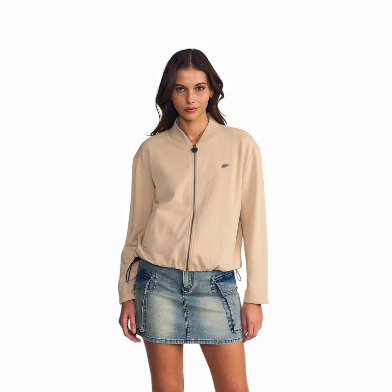 Poleron Mujer Bomber Full Zipper Terry Ellus