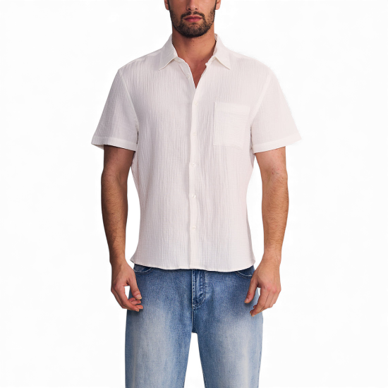 Camisa Hombre Manga Corta Blanco Double Crease Ellus