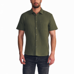 Camisa Hombre Manga Corta Verde Double Crease Ellus