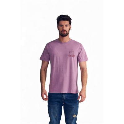 Polera Hombre Manga Corta Morado Garment Dye Caipirinha Ellus