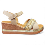 Sandalia Mujer Dorada Amalfi Cuña New Walk