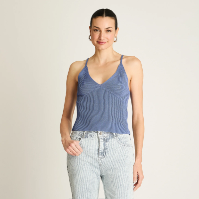 Polera Azul Breteles finos Acuarela