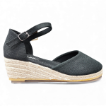 Sandalia Mujer Negra Positano Cuña New Walk