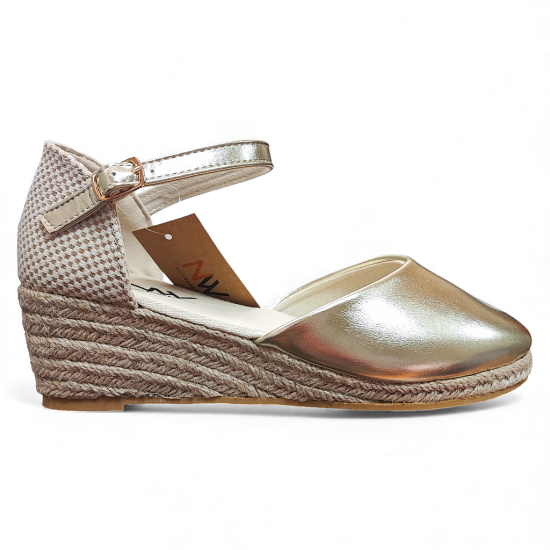 Sandalia Mujer Dorada Amalfi Cuña New Walk