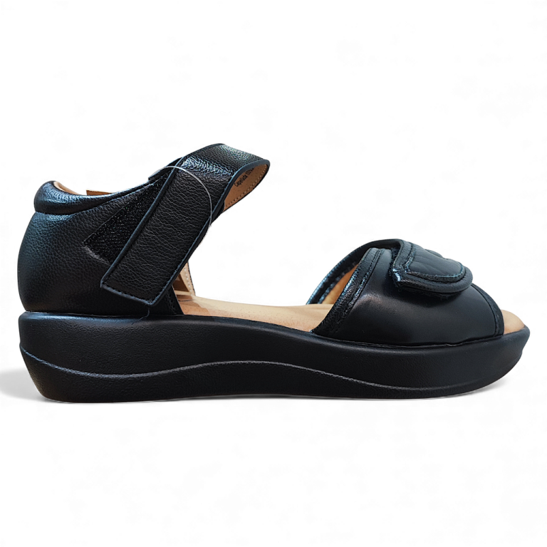 Sandalia Mujer Negra Verona Confort New Walk