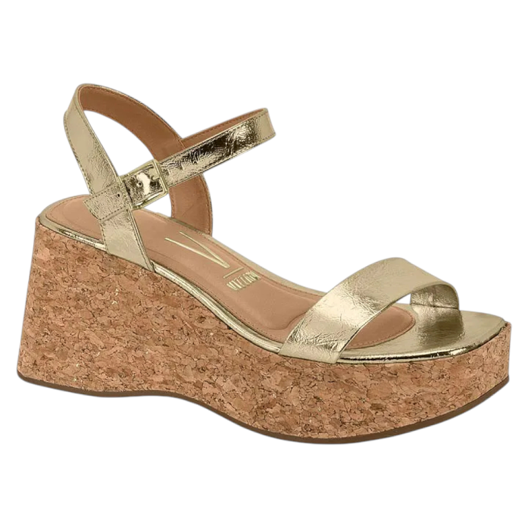 Sandalia Mujer Metalizado Milano Dorado Plataforma Vizzano
