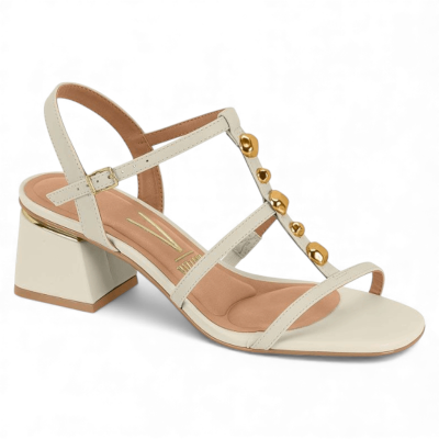 Sandalia Mujer Taco Cuadrado Pelica Blanco Off Vizzano