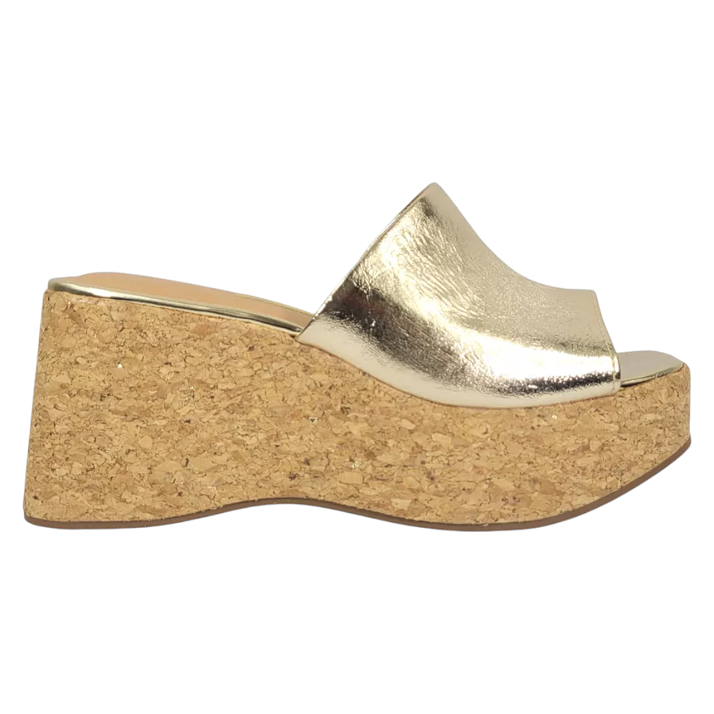 Sandalia Plataforma Mujer Milano Dorado Corcho Vizzano