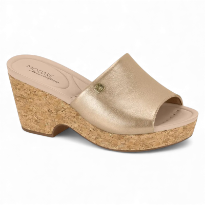 Sandalia Mujer Plataforma Dorada Corcho Ultraconfort Modare