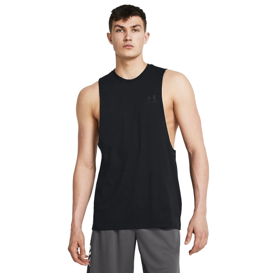 Polera Sin Mangas Hombre Left Chest Cut-Off Negra Under Armour