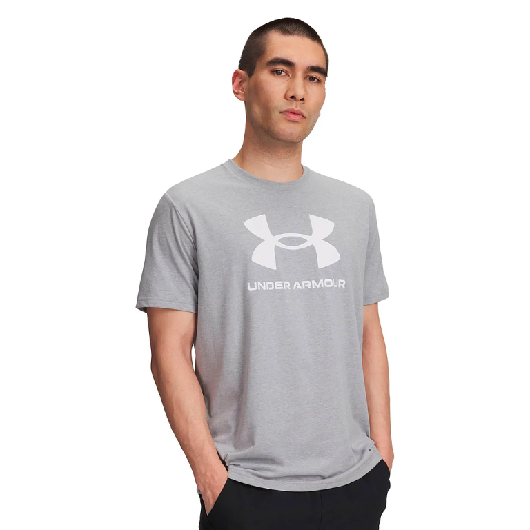 Polera Hombre Logo Manga Corta Gris Under Armour