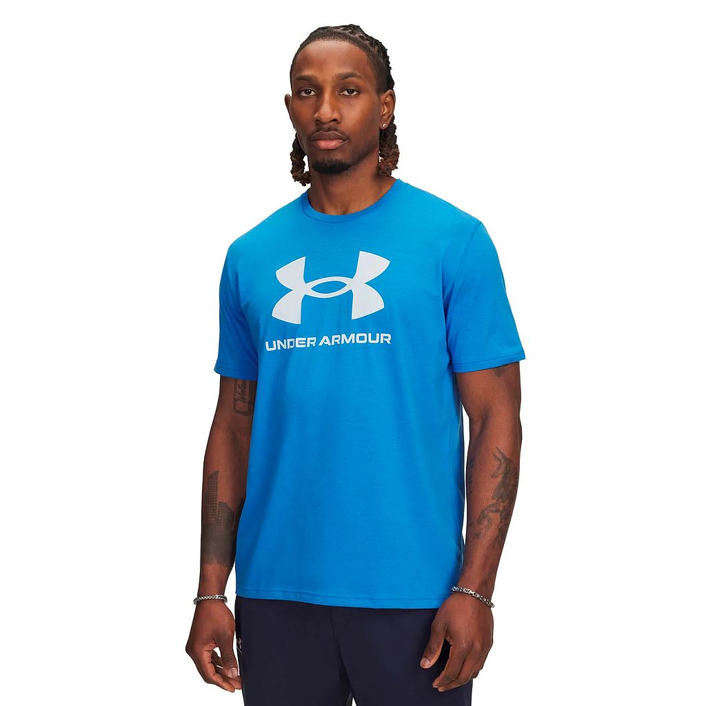 Polera Hombre Logo Manga Corta Azul Under Armour