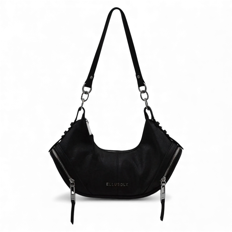 Cartera Mujer Negra Estilo Riñonera Cierres Laterales Ellus