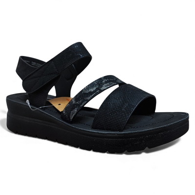 Sandalia Mujer Ecoflex Confort Negra Tiras Cruzadas New Walk