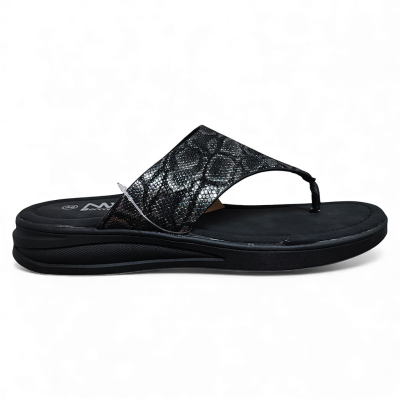 Sandalia Mujer Plataforma Negra Estilo Pitón New Walk